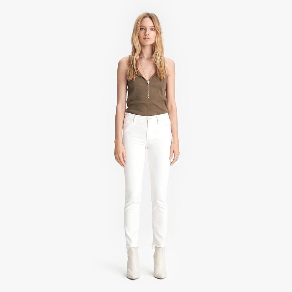 Mother | The Rascal Crop Fray‎ Jeans Cream Puffs Off White Size 26